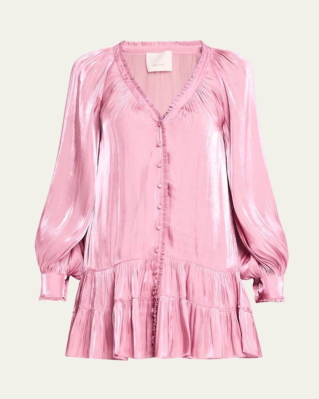 Lise Long-Sleeve Satin Mini Dress